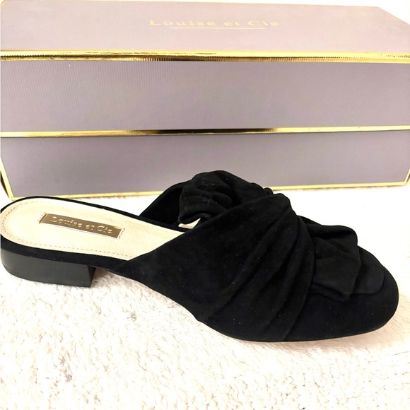 Louise et Cie Lo-Bylot Twist Black Suede Mules Shoes Size 5 - Picture 3 of 6